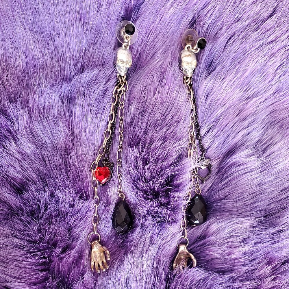 Betsey Johnson Skull/Hand Earrings